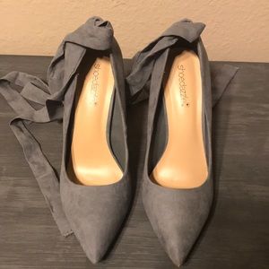 Classy Suede Tie Up Stiletto Pumps